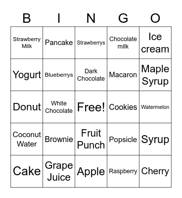 So SWEET Bingo Card