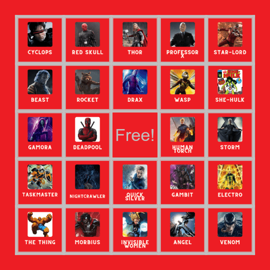 MARVEL Bingo Card