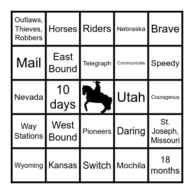 The Pony Express Bingo Card