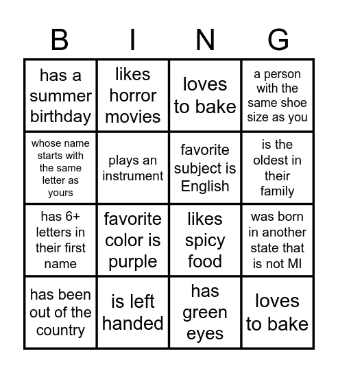 Find Someone Who..is Bingo Card