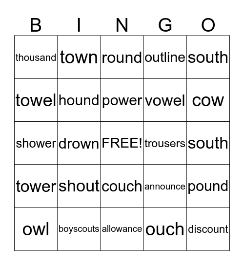 9.5 Wilson Reading System Bingo Card
