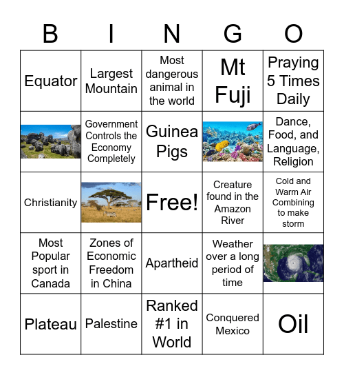 World Geography Review Bingo Card