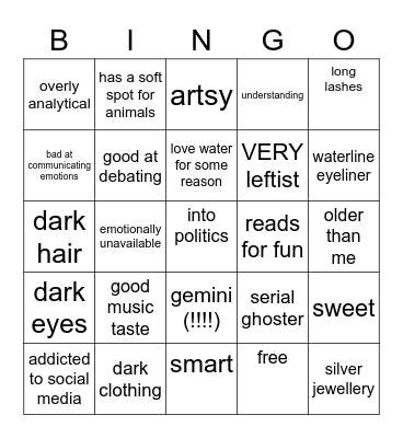 my type Bingo Card