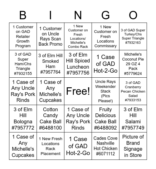 Brands Bingo Card