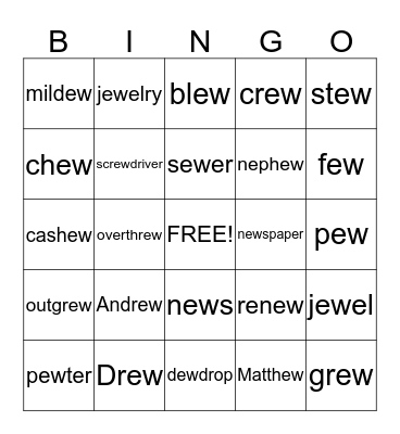 9.7 Wilson Reading System Bingo Card
