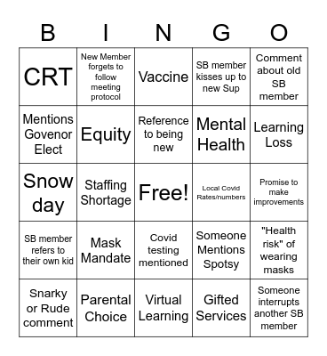 SB Meeting 1.11.22 Bingo Card