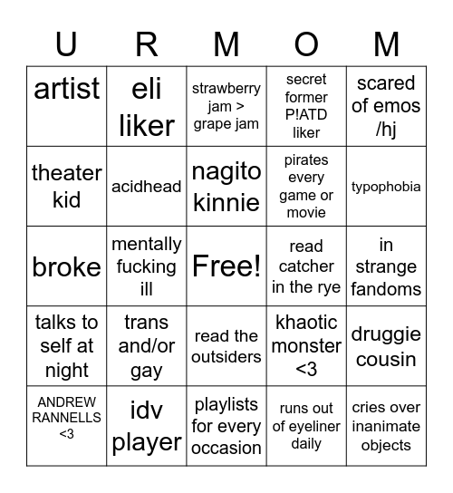 xie bingo Card