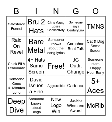 Sales Kickoff Day 2 Bingo Card