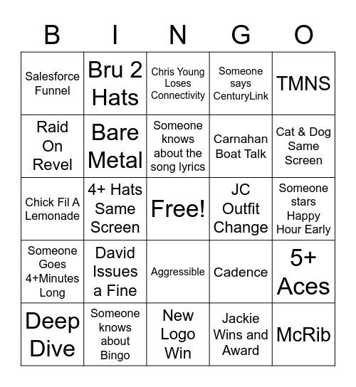 Sales Kickoff Day 2 Bingo Card
