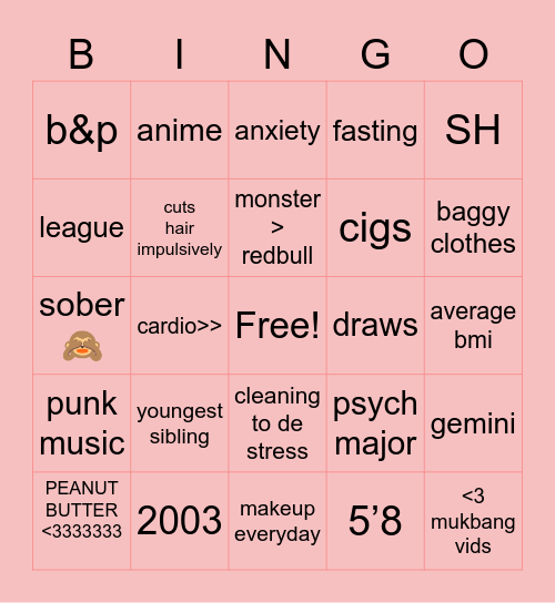 jai’s bingo Card