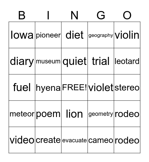 12.1 Wilson Reading System Bingo Card