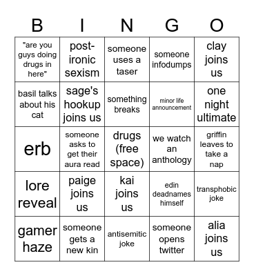 ihob hangout bingo Card