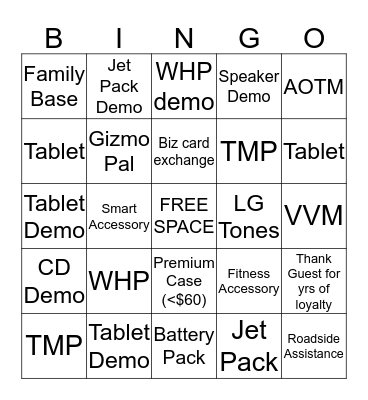 Father's day Bingo Card