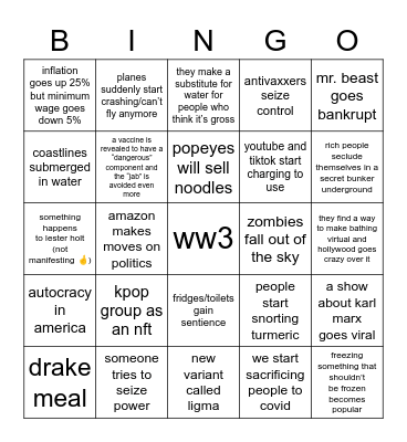 2022 bingo Card