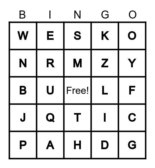 ABC Bingo Card