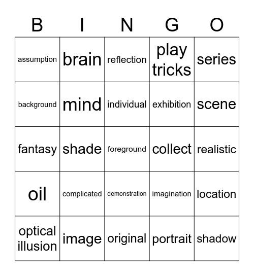 Spotlight 9 3d Bingo Card