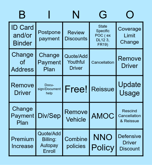 Ring Bingo - Chat Types Bingo Card