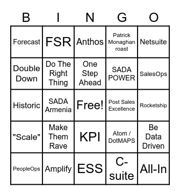 SADA All-Hands 2022 Bingo Card