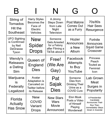 2022 Bingo Card