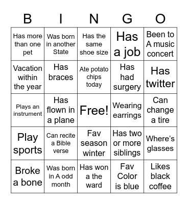 Refuge Bingo Card