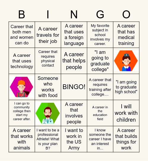 FSchool Career Day Bingo Card