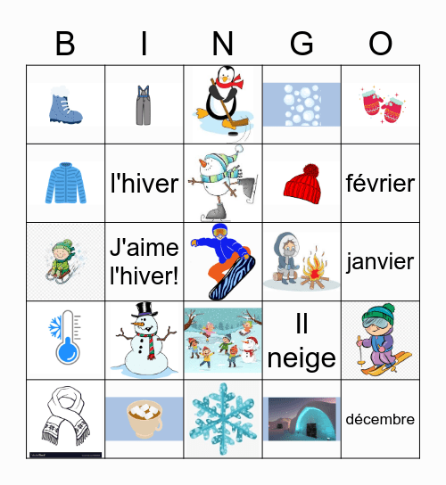 L'hiver Bingo Card