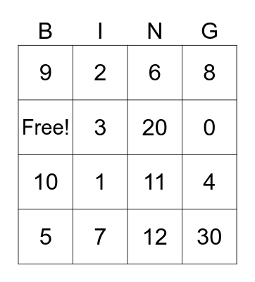 Basic Division BING-O Bingo Card