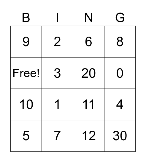 Basic Division BING-O Bingo Card