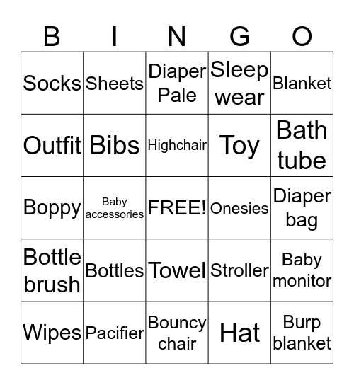 Baby Bingo Card