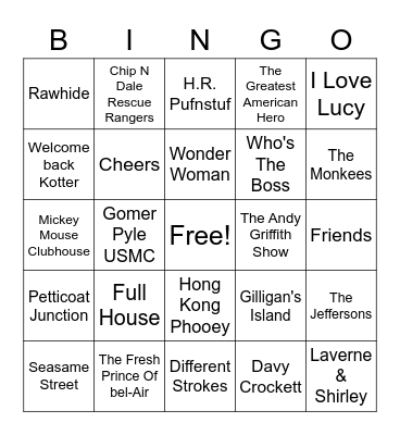 Tavern TV Theme Bingo Card