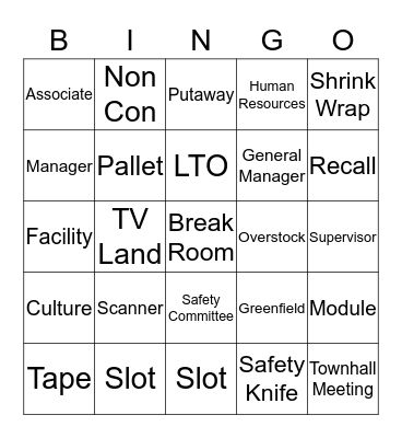 Exel  Bingo Card