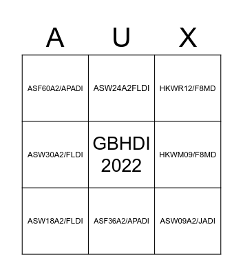GBHDI BINGO Card