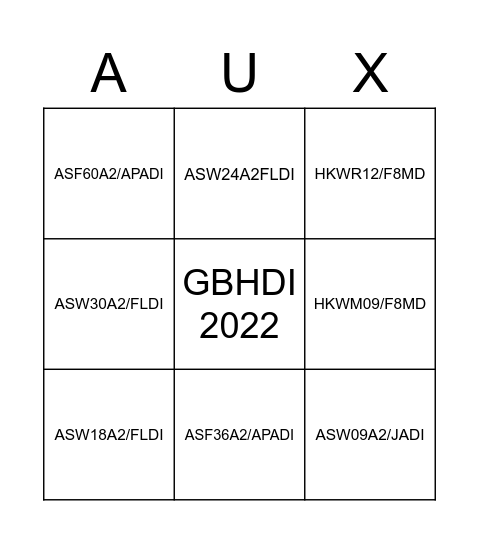 GBHDI BINGO Card