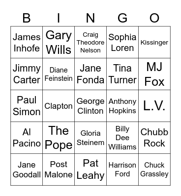 2022 Obits Bingo Card