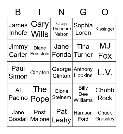 2022 Obits Bingo Card