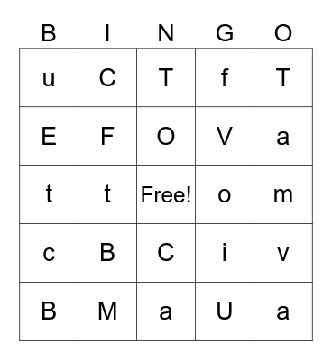 Alphabet Bingo Card