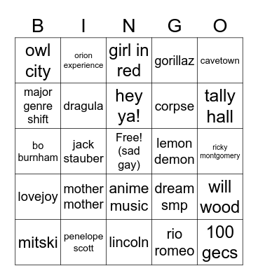 Sterling Patterson Viewer Playlist Bingo Card