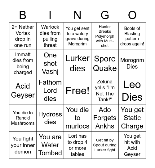 SSC BINGO Card