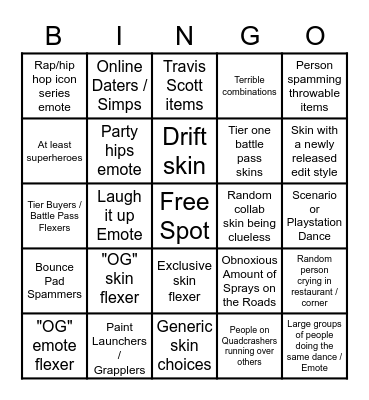 Party Royale Bingo Card