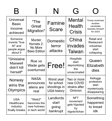 2022 Bingo Card