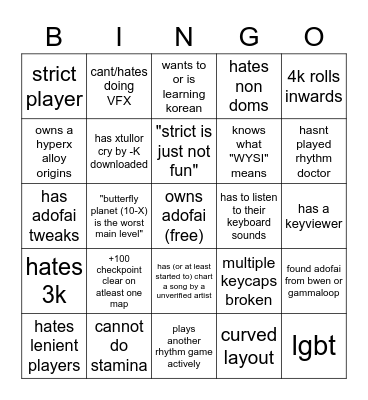 adofai bingo Card