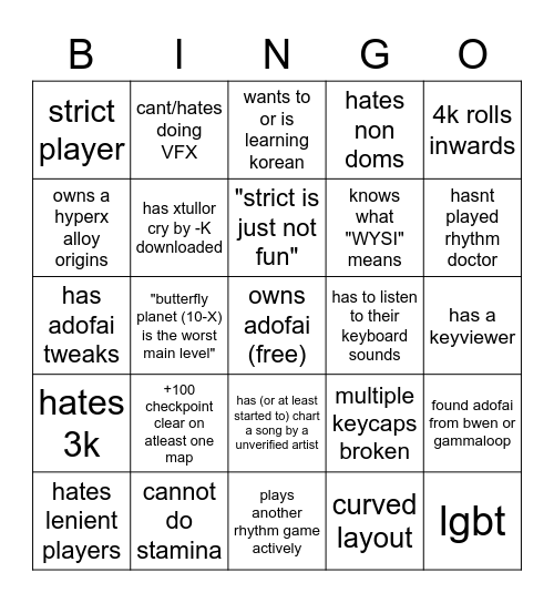 adofai bingo Card