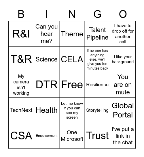Outreach Lingo Bingo Card