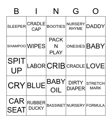 Baby Shower Bingo Card