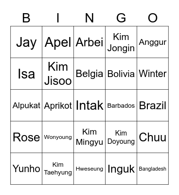 INTAK Bingo Card