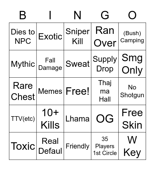 Untitled Bingo Card
