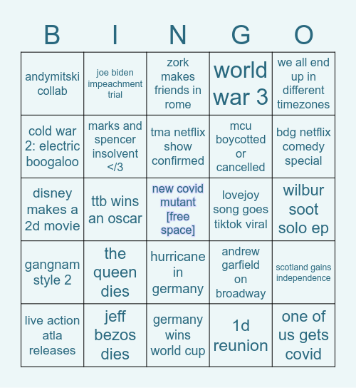 2022 bingaur Bingo Card