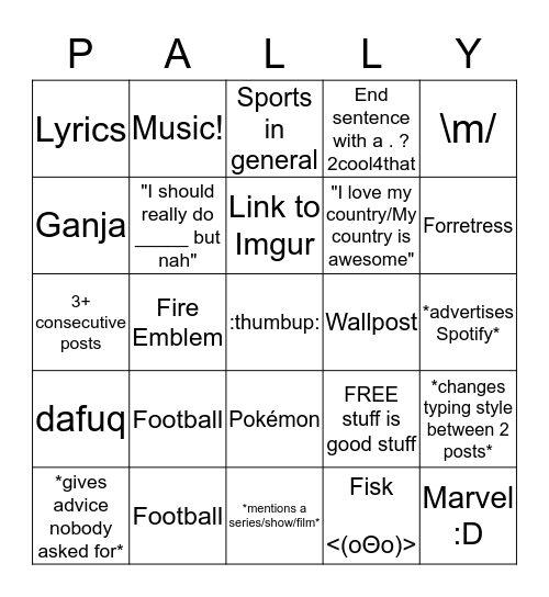 The Paleo Bingo Card