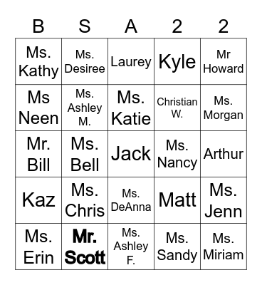 Sticker Challenge Bingo Card