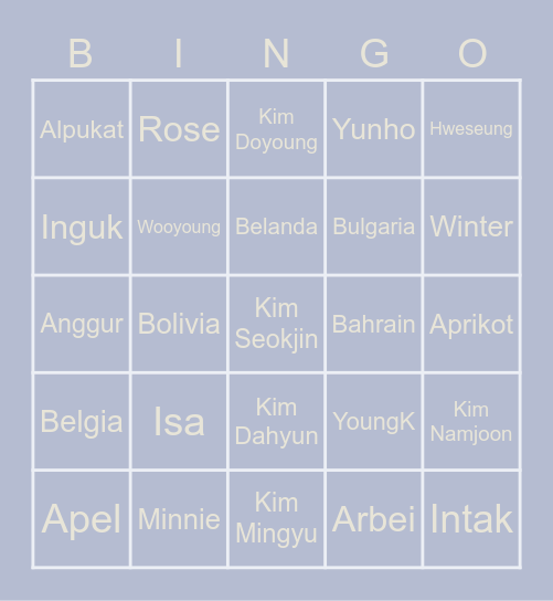 Bin-guk Bingo Card